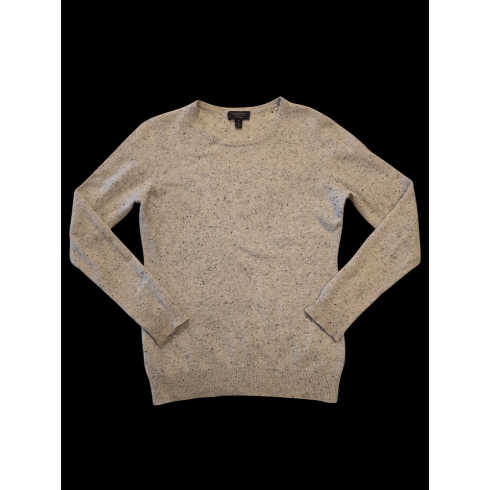 Charter Club Cashmere Sweater M Light Gray Speckled Crewneck Flaws Snags Read